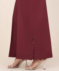 Fashion Sapphire Solid Cambric Flared Pants Maroon