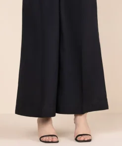 Clearance Sapphire Solid Cambric Flared Pants Black