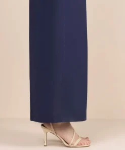 Fashion Sapphire Solid Cambric Flared Pants Blue