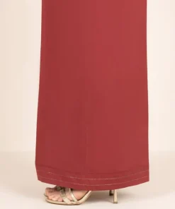 Fashion Sapphire Solid Cambric Flared Pants Maroon