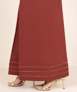 Sale Sapphire Solid Cambric Flared Pants Maroon