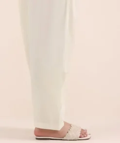Fashion Sapphire Solid Cambric Shalwar Off White