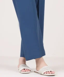 Online Sapphire Solid Cambric Straight Pants