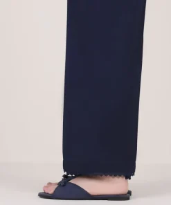 Online Sapphire Solid Cambric Straight Pants