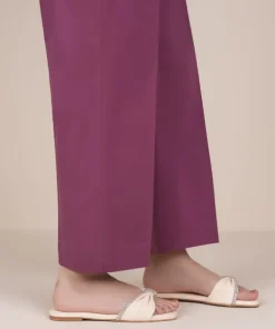 Fashion Sapphire Solid Cambric Straight Pants
