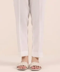 Online Sapphire Solid Cambric Straight Pants White
