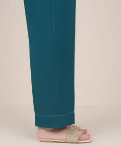 Hot Sapphire Solid Cambric Straight Pants