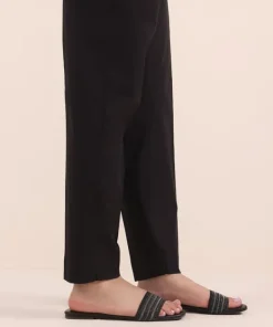 Online Sapphire Solid Cambric Straight Pants Black
