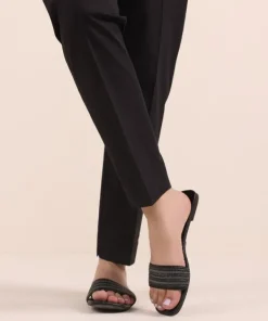Online Sapphire Solid Cambric Straight Pants Black