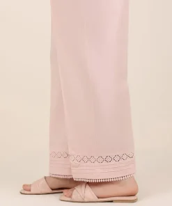 Clearance Sapphire Solid Cambric Straight Pants Pink