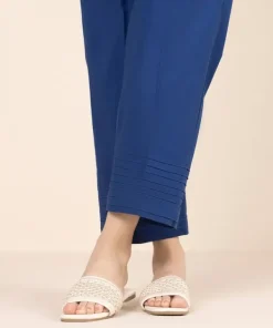 Hot Sapphire Solid Cambric Straight Pants Blue