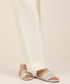 Clearance Sapphire Solid Cambric Straight Pants White