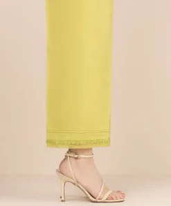 Sale Sapphire Solid Cambric Straight Pants Green