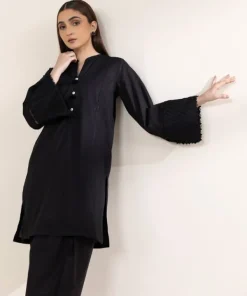 Best Sapphire Solid Lawn Shirt Black