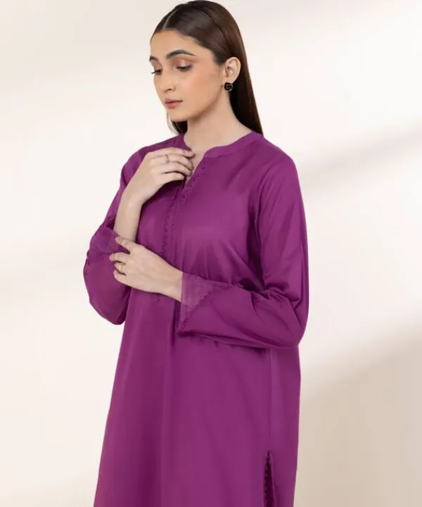 Best Sapphire Solid Lawn Shirt Purple
