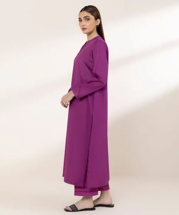 Best Sapphire Solid Lawn Shirt Purple