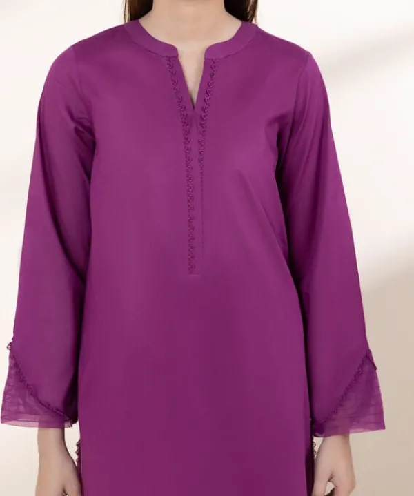 Best Sapphire Solid Lawn Shirt Purple