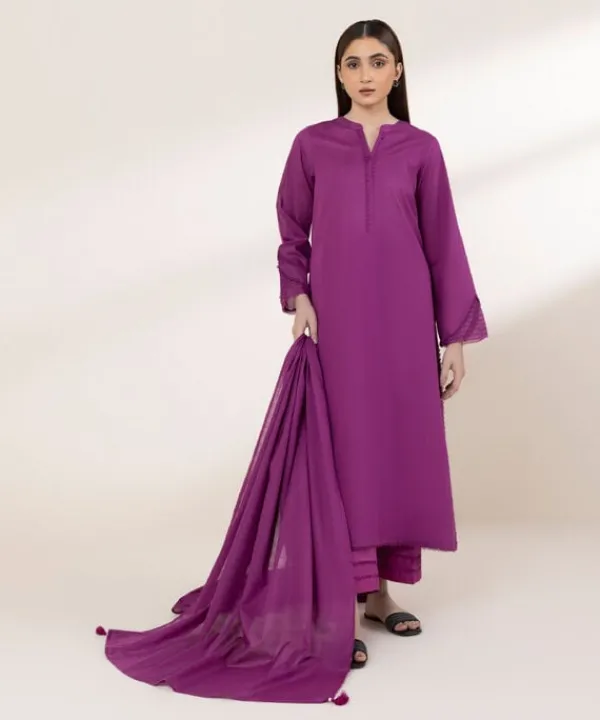 Best Sapphire Solid Lawn Shirt Purple