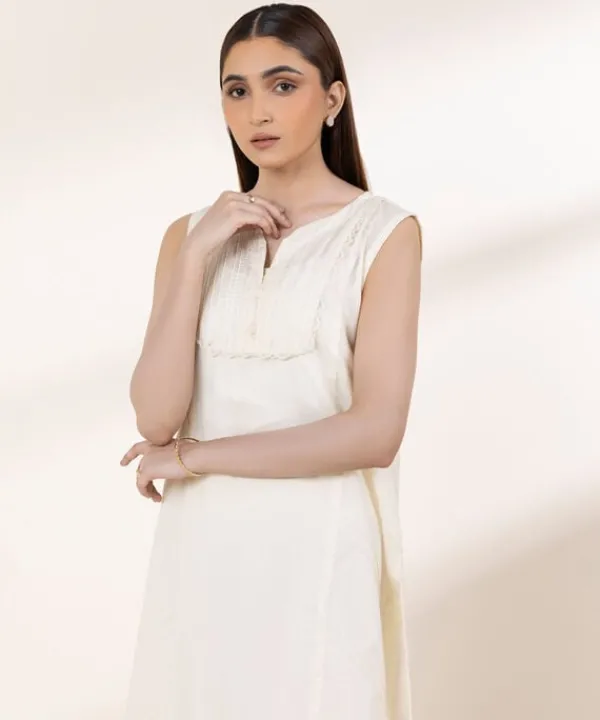 Outlet Sapphire Solid Lawn Shirt Off White