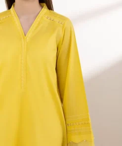 Best Sapphire Solid Lawn Shirt Yellow