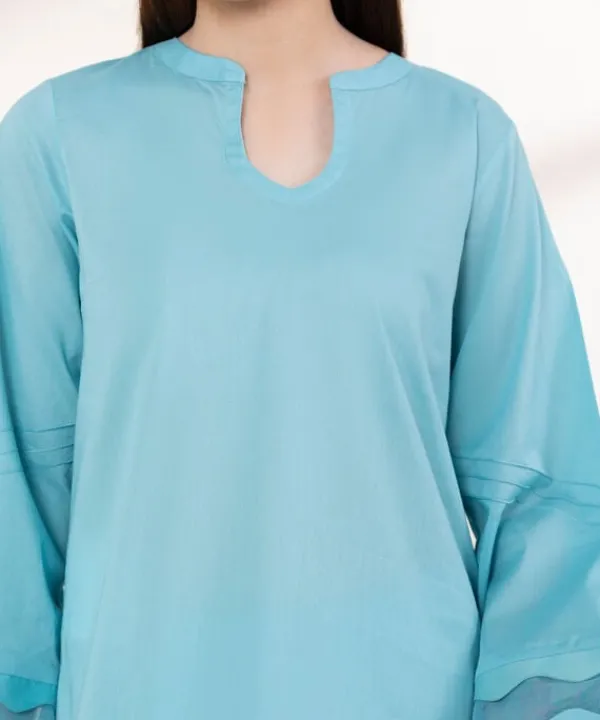 Clearance Sapphire Solid Lawn Shirt Blue
