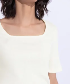 Online Sapphire Square-Neck Rib Top White
