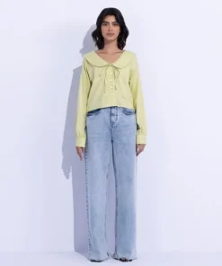New Sapphire Textured Cropped Top Lime Green