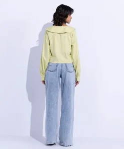 New Sapphire Textured Cropped Top Lime Green