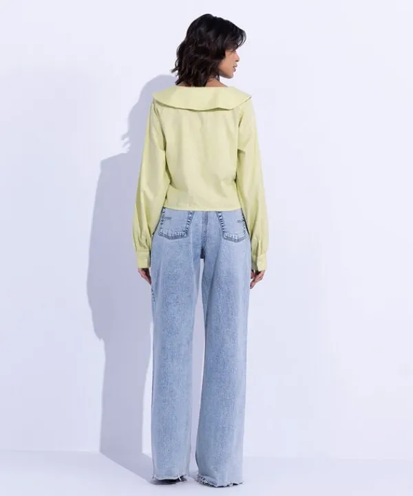 New Sapphire Textured Cropped Top Lime Green