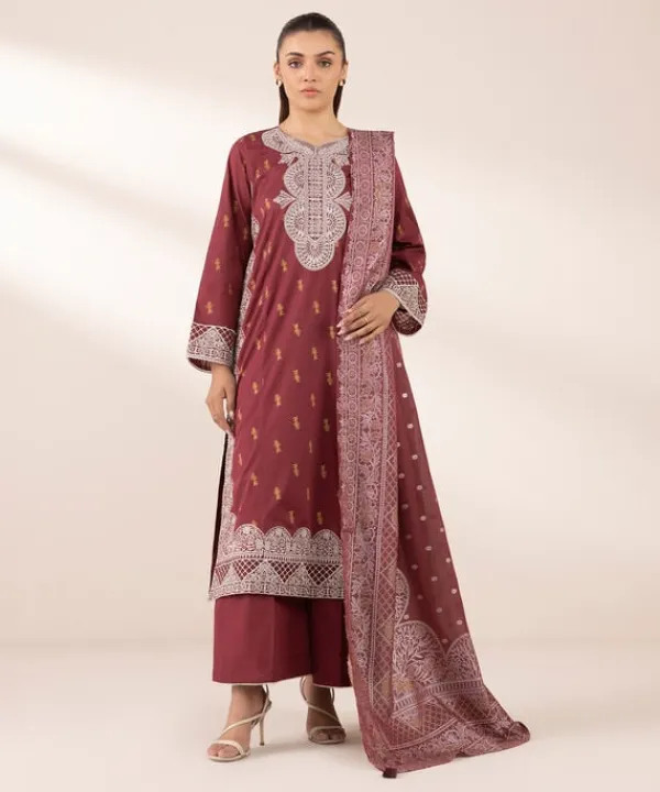 Hot Sapphire Textured Jacquard Dupatta