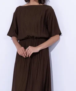 Discount Sapphire Textured Midi Dress Brown
