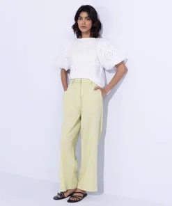 Best Sapphire Textured Pants Lime Green