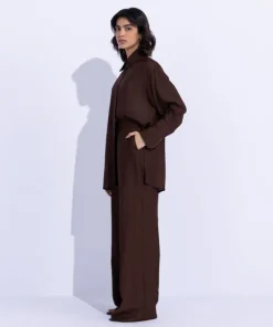 Online Sapphire Textured Wide Leg Trousers Brown