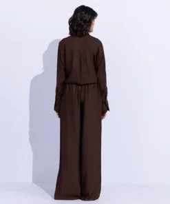 Online Sapphire Textured Wide Leg Trousers Brown