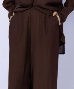 Online Sapphire Textured Wide Leg Trousers Brown