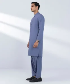 Outlet Sapphire Viscose Blended Suit - Slim Fit Navy