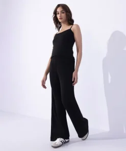 Fashion Sapphire Wide Leg Jersey Trousers Black