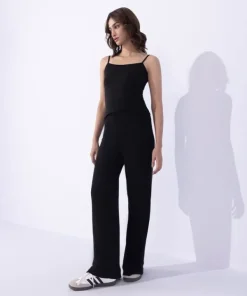 Fashion Sapphire Wide Leg Jersey Trousers Black