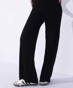 Fashion Sapphire Wide Leg Jersey Trousers Black