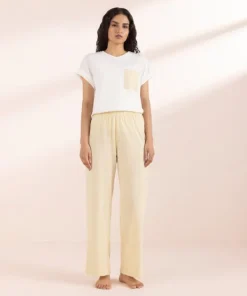 Discount Sapphire Yarn Dyed Pull-On Trousers Yellow & White
