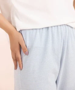 Discount Sapphire Yarn Dyed Pull-On Trousers Blue & White